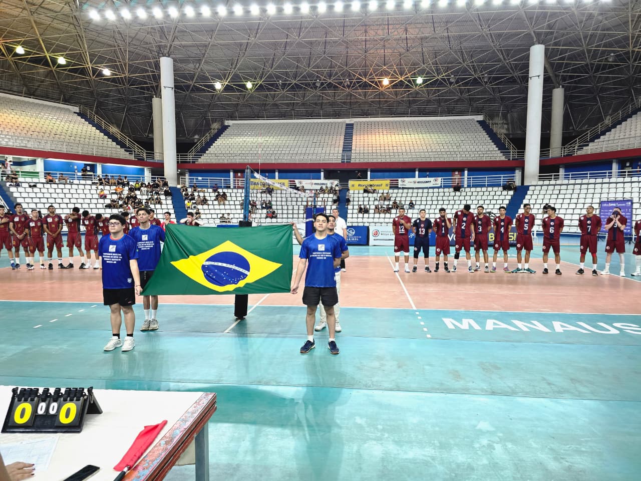 Equipe masculina da A.A. Nilton Lins/AM no segundo dia da Superliga C 2026 em Manaus