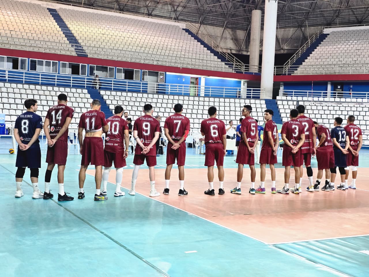 Equipe masculina da A.A. Nilton Lins/AM no segundo dia da Superliga C 2026 em Manaus